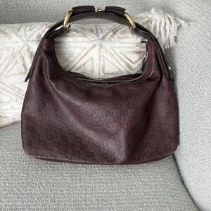Gucci Guccissima Horsebit Hobo - Medium Burgundy Leather